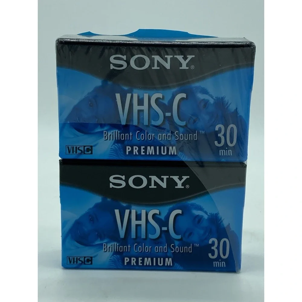 Sony‎ VHS-C Premium Cassette Tapes Blank 2-Pack Factory Sealed 30-Minute Record